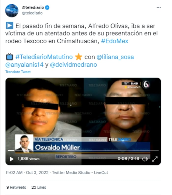Alfredo Olivas atentado Texcoco