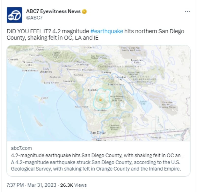 Sismo 4.2 San Diego: Alerta en California