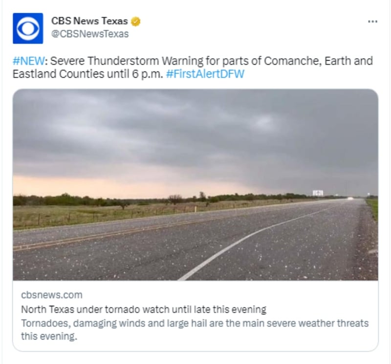 Emiten alerta tornado en el norte de Texas
