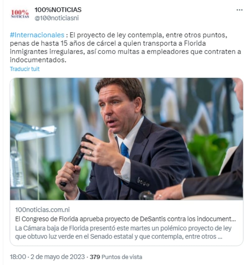 EEUU aprueban proyecto del gobernador Ron DeSantis