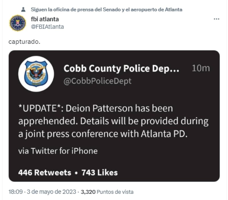 Confirman la captura del sospechoso del tiroteo en Atlanta