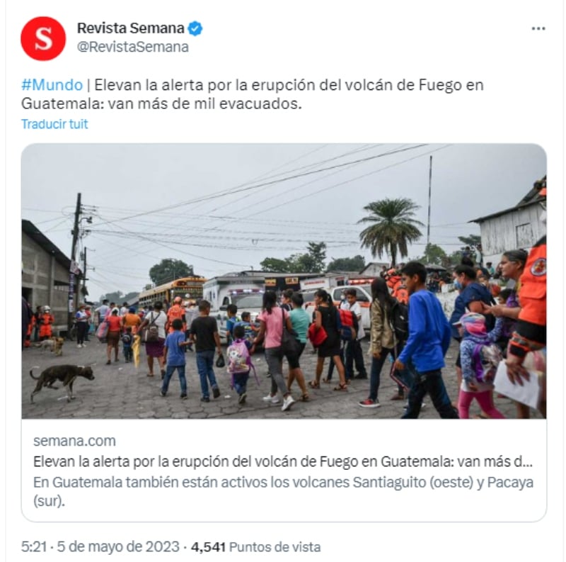 Volcán en Guatemala entra en erupción y provoca pánico