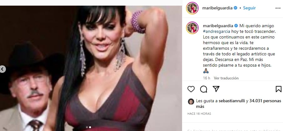 Maribel Guardia lamenta la muerte de Andrés García