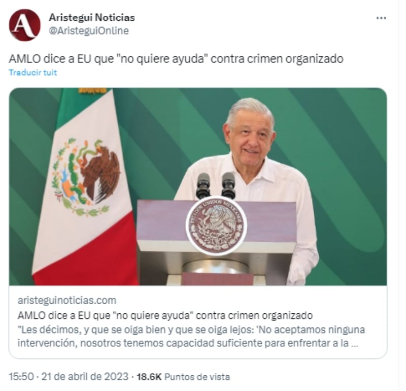 AMLO se muestra molesto con el Gobierno de EEUU debido a los narcos