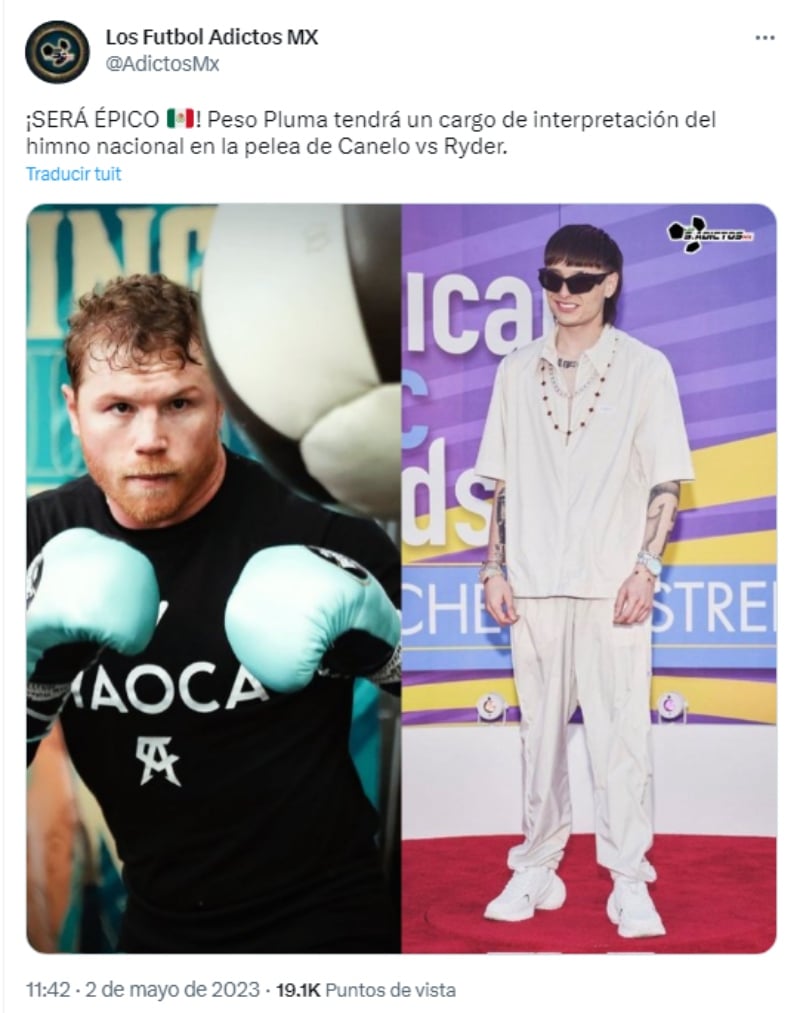 ¿Peso Pluma cantará el himno en la pelea del Canelo Álvarez?