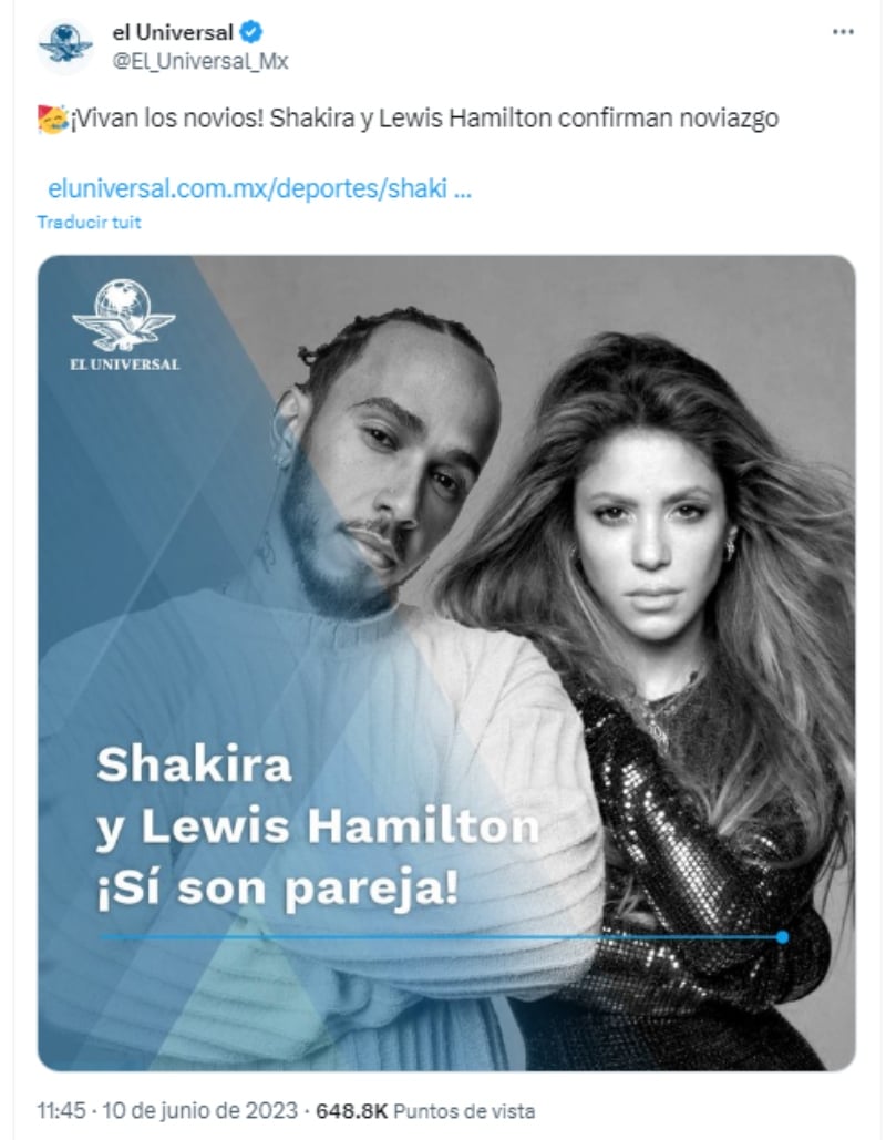 Confirman relación entre Shakira y Lewis Hamilton