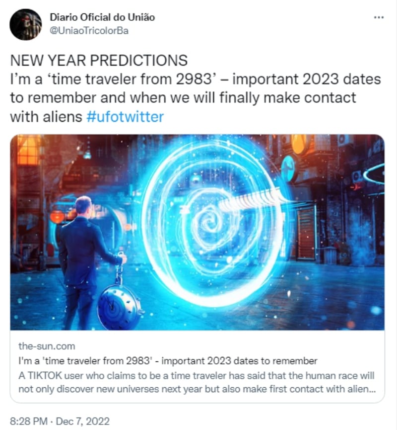 Viajero Tiempo revela predicciones para el 2023