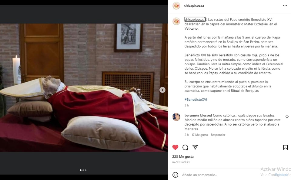 Muestran las fotos del cuerpo de Benedicto XVI