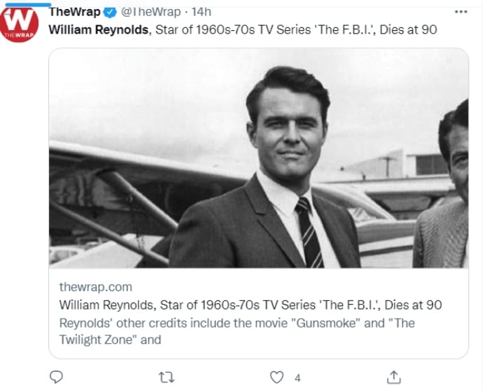 Muere actor William Reynolds