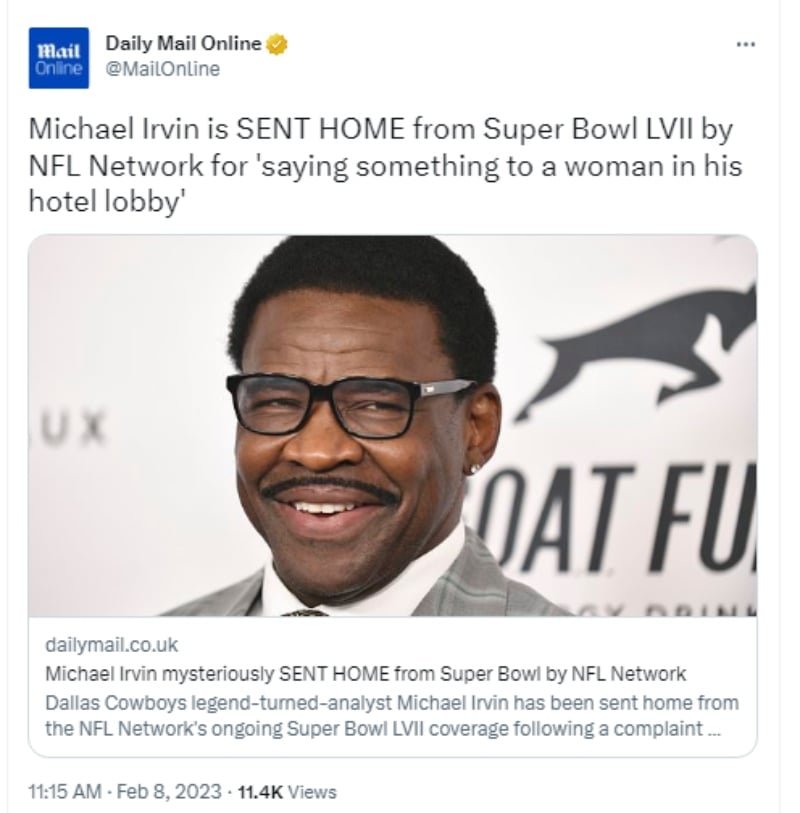 Michael Irvin fue despedido del Super Bowl