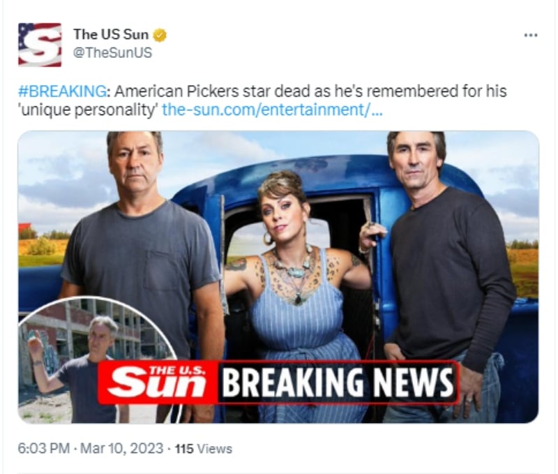 Muere la estrella de American Pickers, Ronald Heist