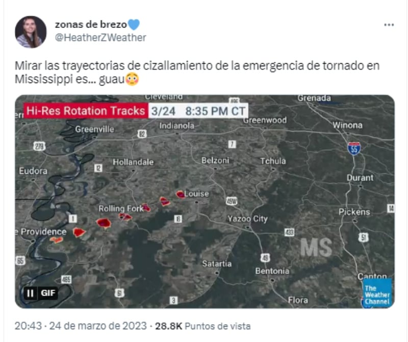 Tornado en Mississippi aterroriza a pobladores