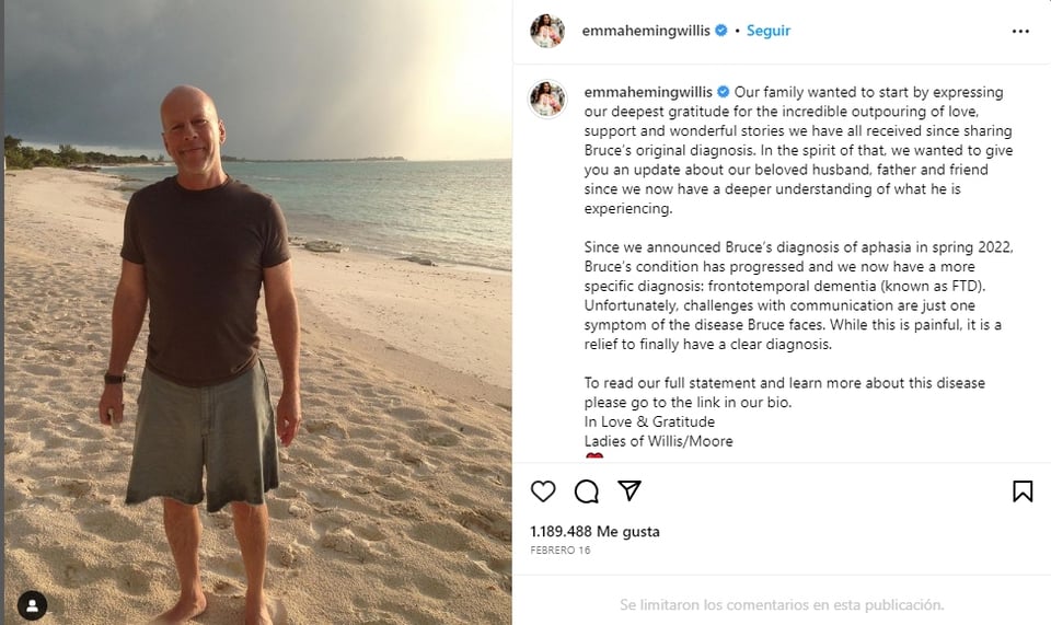 Bruce Willis's wife gives sad news