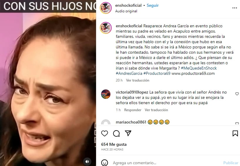 Andrea García aparece devastada