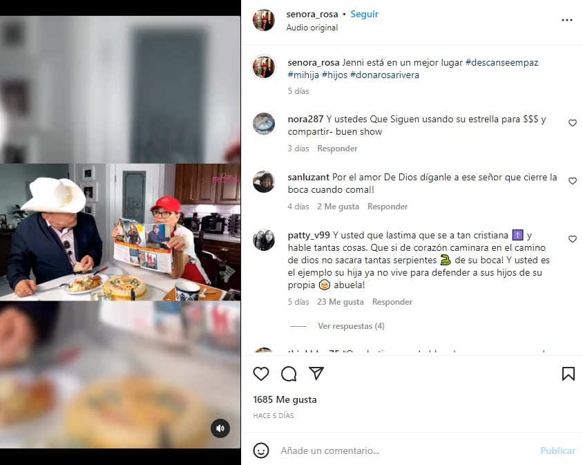 Señora Rosa muerte Jenni: "Que lastima que hablen de una persona cuando ya no está"