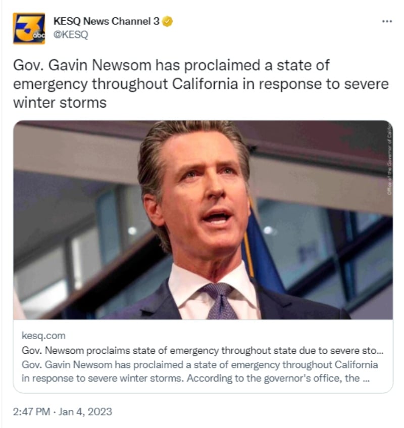 Gavin Newson declara estado de emergencia en California