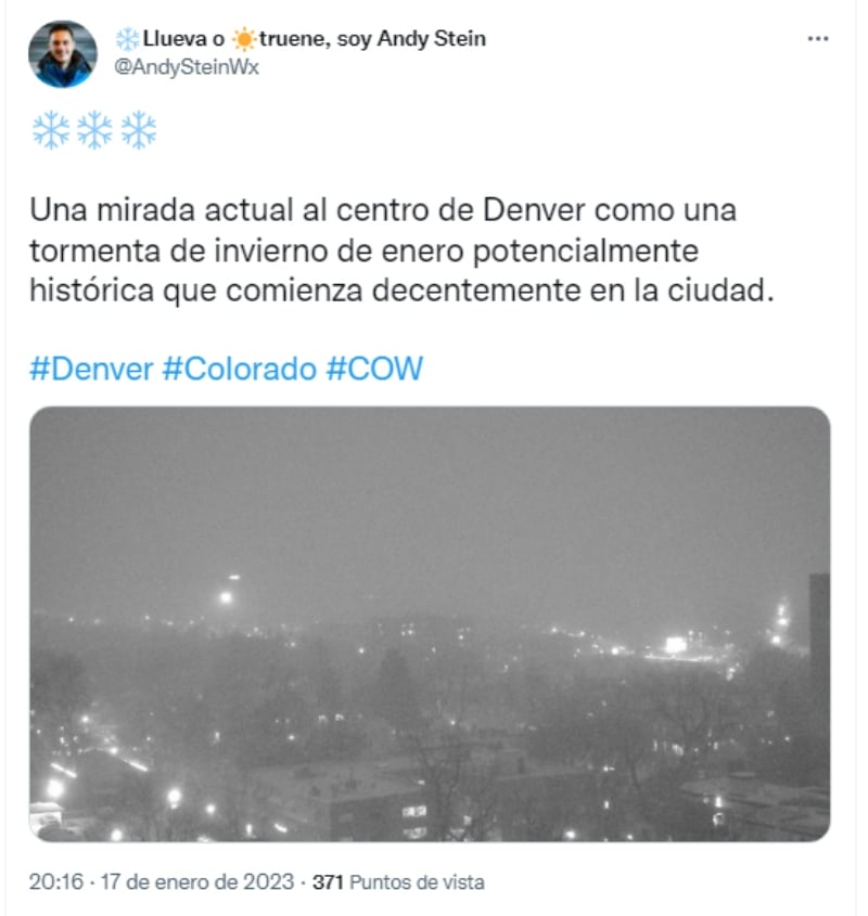 Alerta tormenta invernal Colorado: Caída de nieve en plena noche