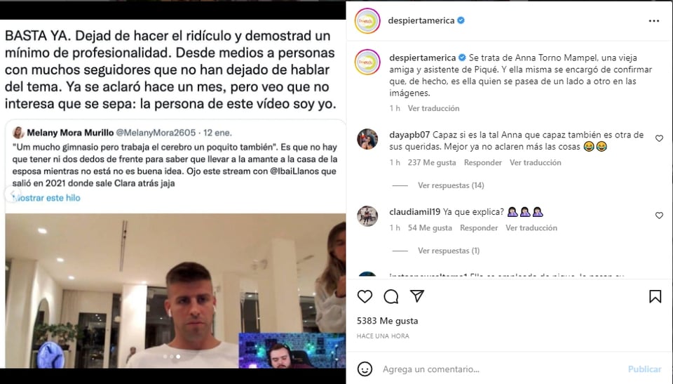 Amiga de Piqué sale en su defensa
