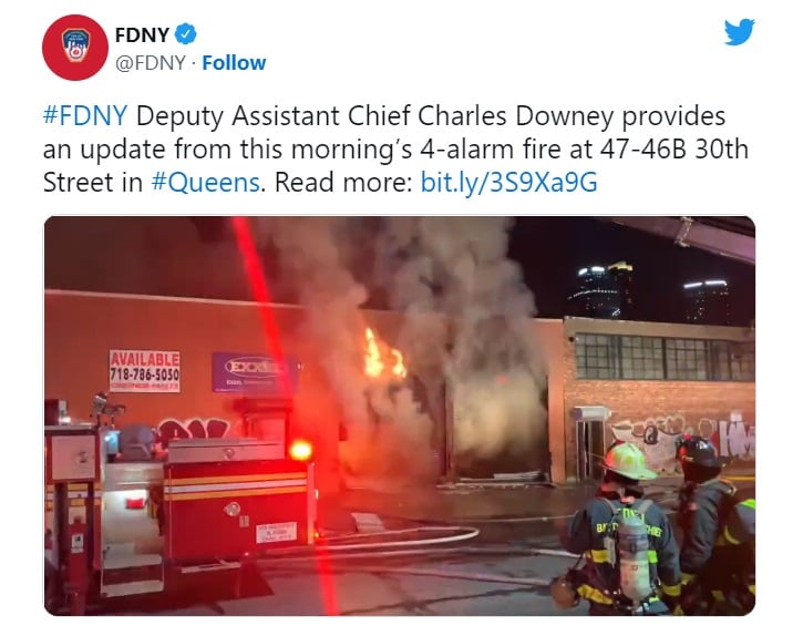 Incendio masivo en lavandería Nueva York alarmas