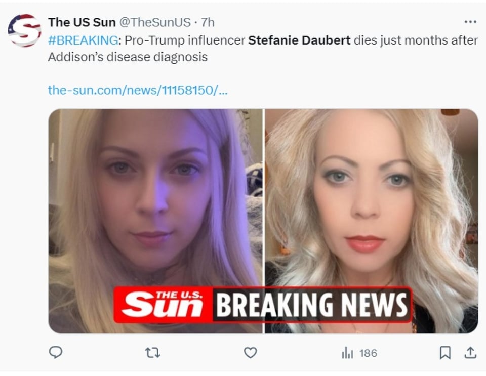 diagnosis, Addison's disease, death, sister, MundoNOW, influencer Stefanie Daubert