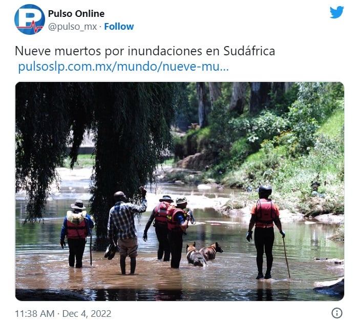 Nueve muertos y varios desaparecidos por inundaciones en Sudáfrica