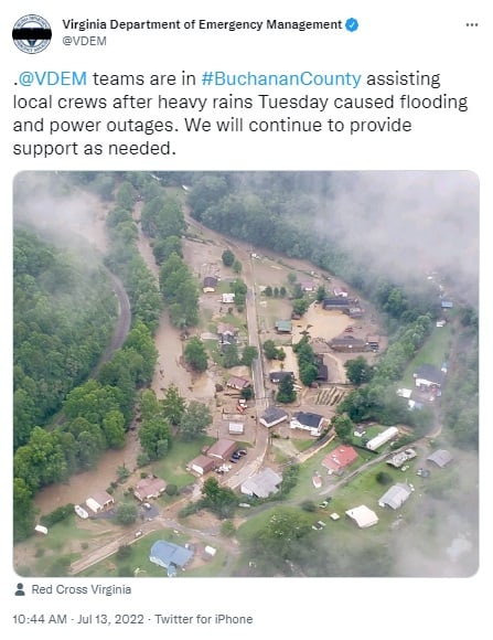 desaparecidos casas dañadas inundaciones en Virginia