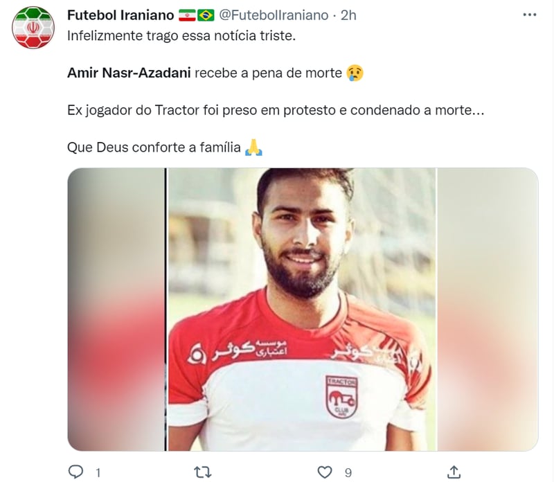 Iran condemns footballer's death
