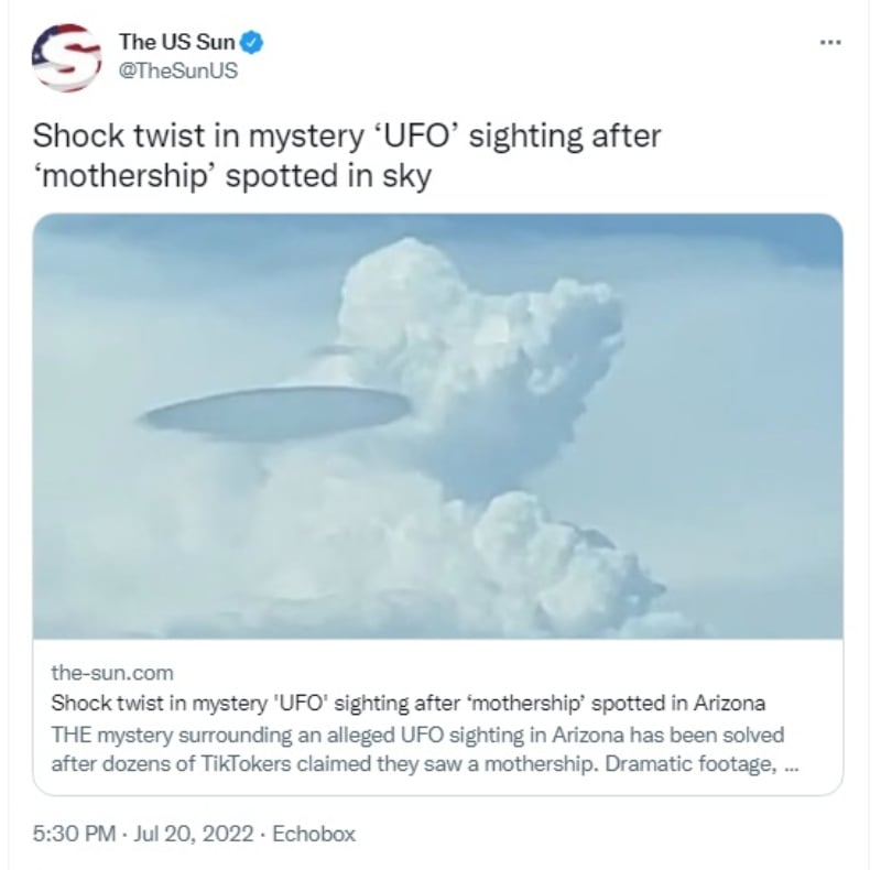Aseguran haber visto un OVNI en el cielo de Arizona