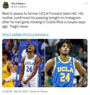Muere Jalen Hill desaparecido en Costa Rica