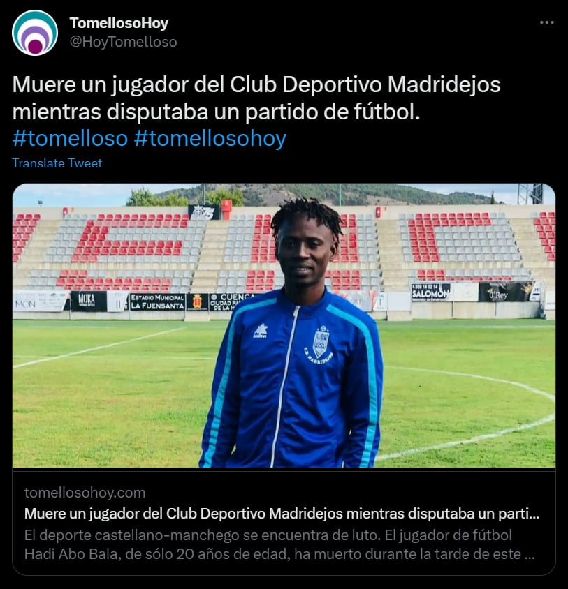 Nigerian footballer dies in soccer match in Spain