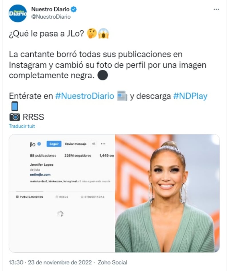 JLo borra sus fotos de redes sociales