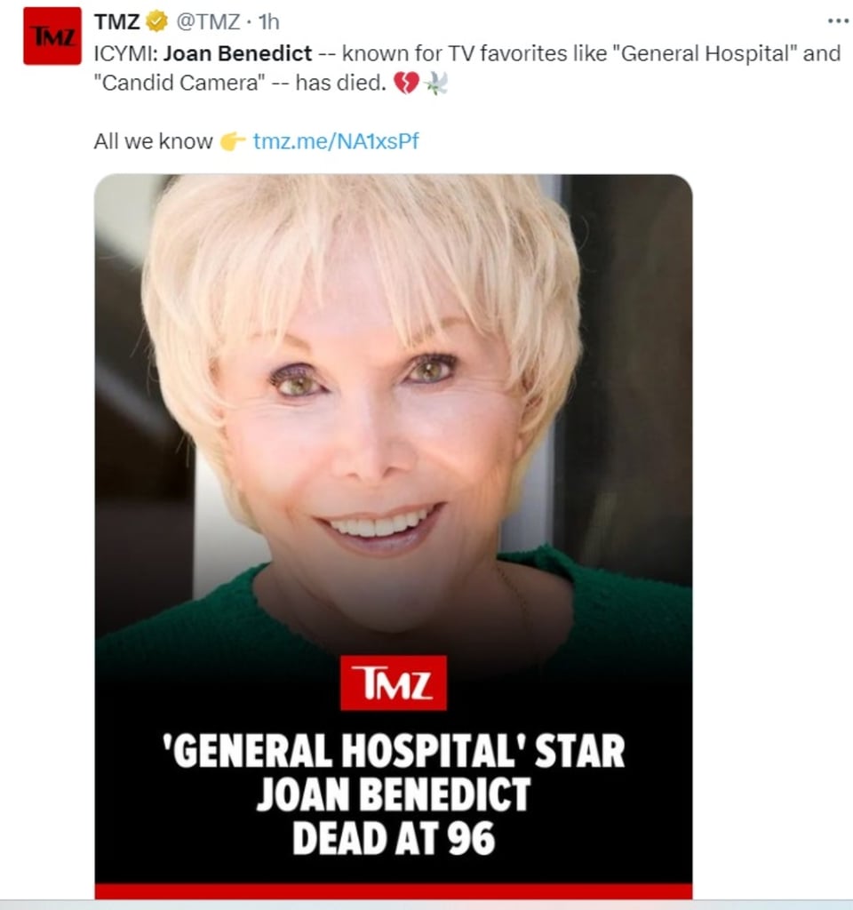 Joan Benedict, Hospital General, Candid Camera, Days of our lives, Leona Helmsley, MundoNOW