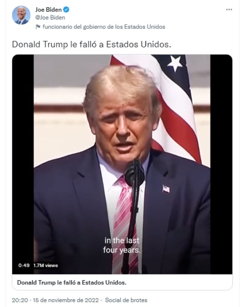 Joe Biden candidacy for Trump: "Trump failed the US"