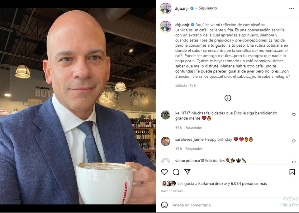 Dr Juan Rivera cumpleaños: Compara la vida con el café