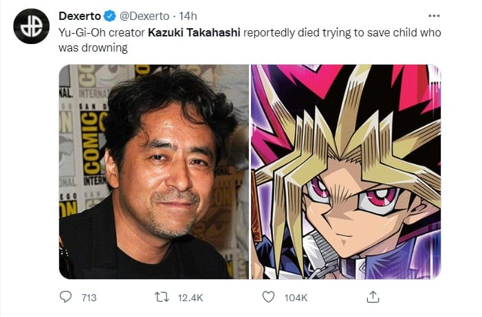Kazuki Takahashi Yu-Gi-Oh murió salvar vidas