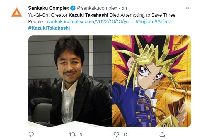 Kazuki Takahashi Yu-Gi-Oh murió salvar vidas