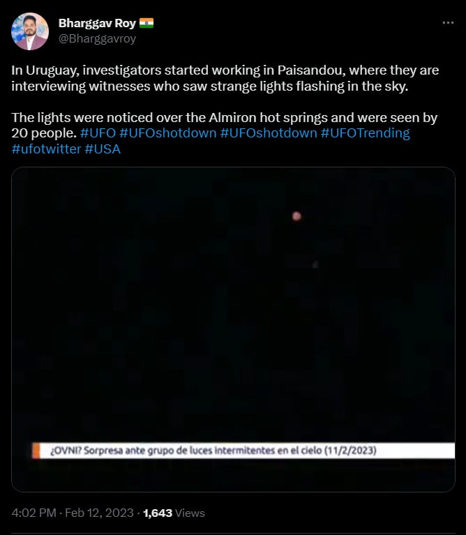 Sighting of strange lights captured in Termas de Almirón