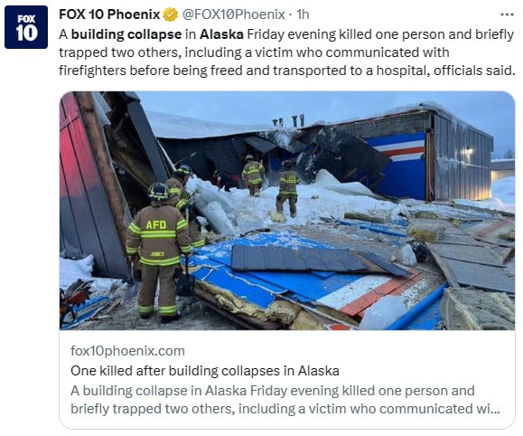 Colapsa edificio Anchorage Alaska