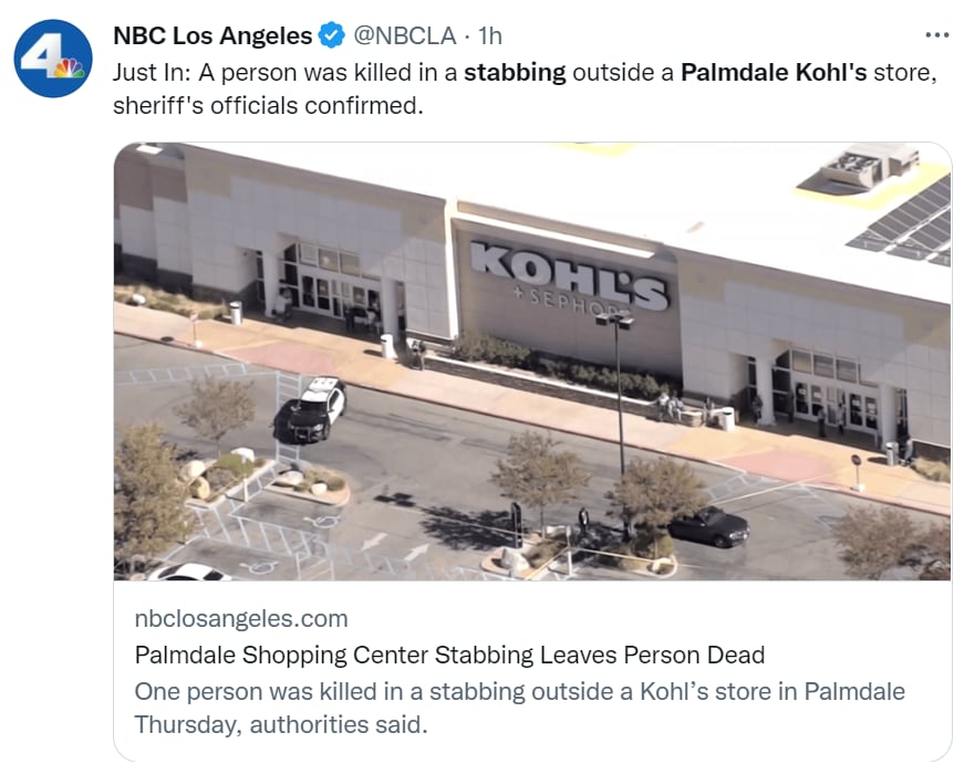 Apuñalamiento Kohl's Palmdale