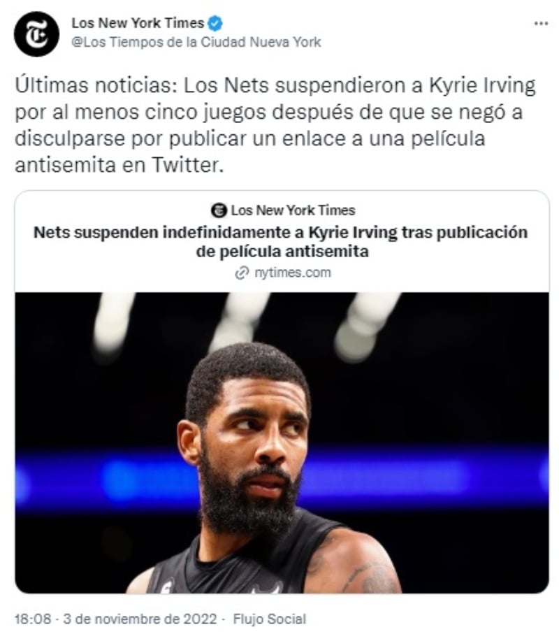 Kyrie Irving castigado: Promovió un documental antisemita