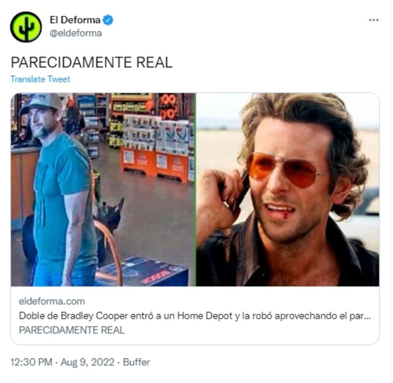 Ladrón parecido Bradley Cooper: Roba un HomeDepot