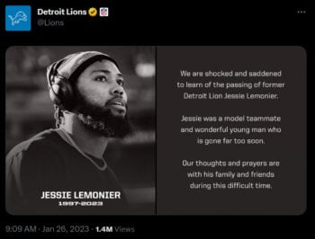 Jessie Lemonier, exjugador de la NFL murió a los 25 años