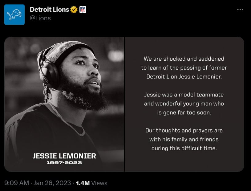 Jessie Lemonier, former NFL player, dead at 25