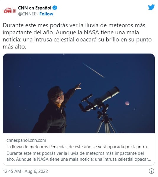 Impactante lluvia de meteoros POCOS DÍAS