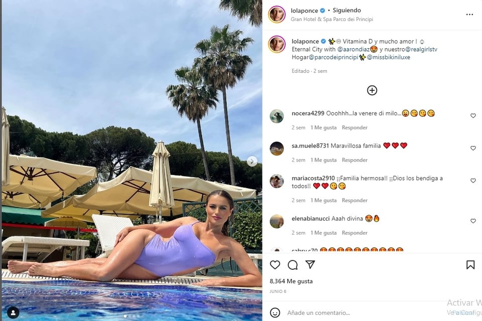 Esposa Aarón Díaz Lola Ponce vacaciones Europa: Luce su figura en traje de baño