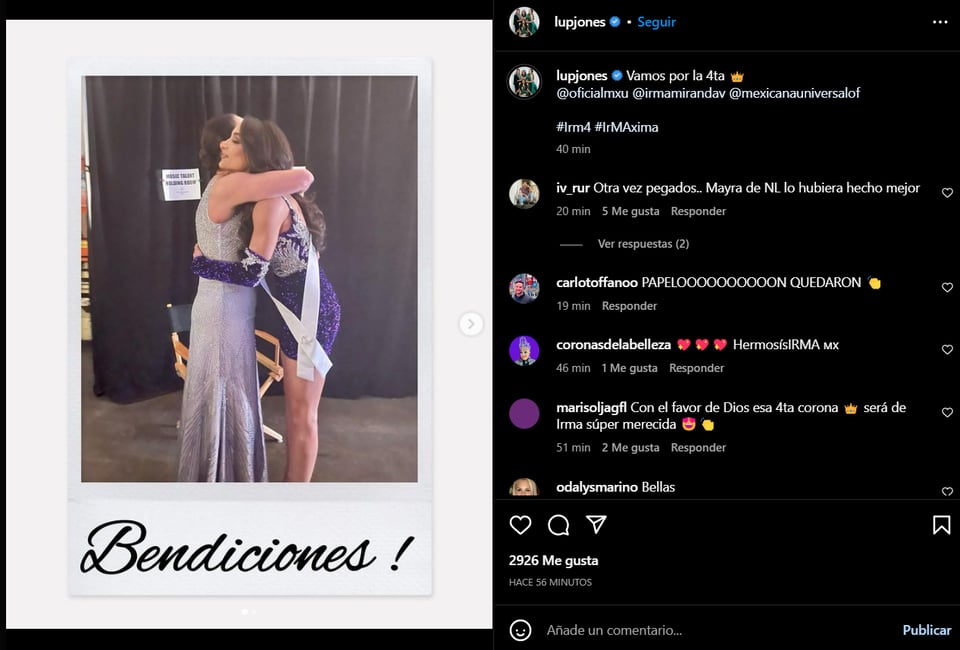 Lupita Jones apoya a Irma Miranda en Miss Universo