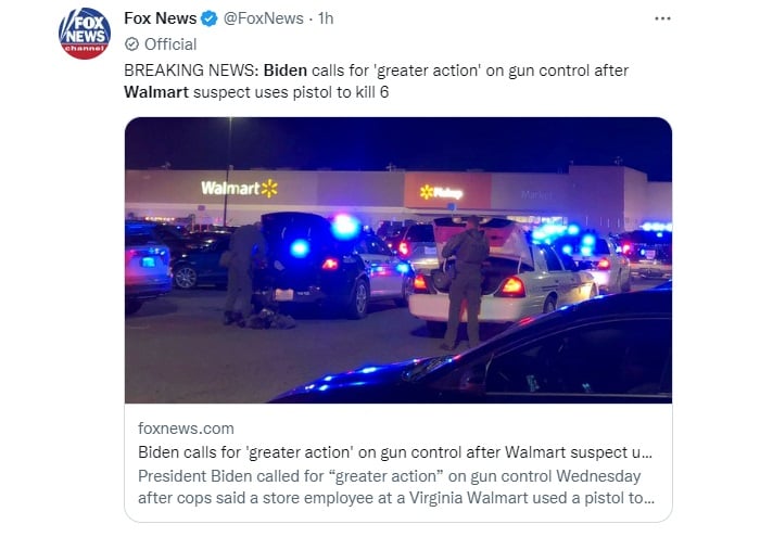 Biden de luto por víctimas de tiroteo en Walmart justo antes de Thanksgiving
