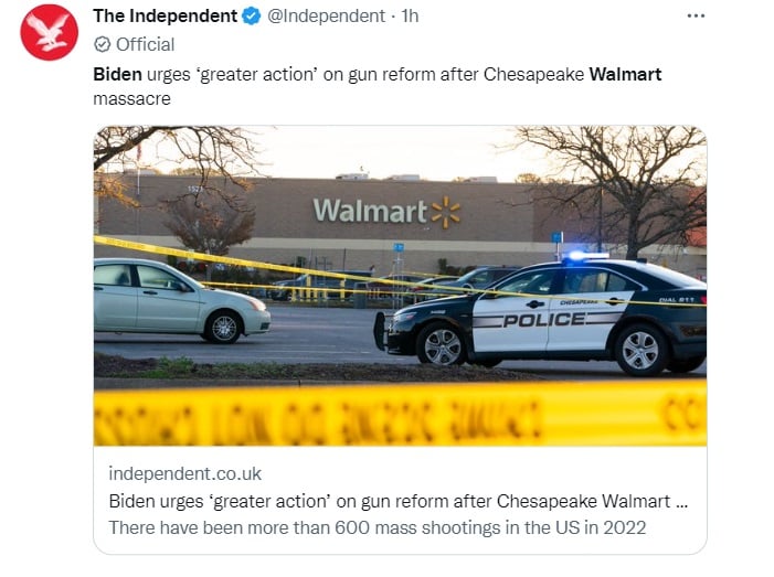 Biden de luto por víctimas de tiroteo en Walmart justo antes de Thanksgiving