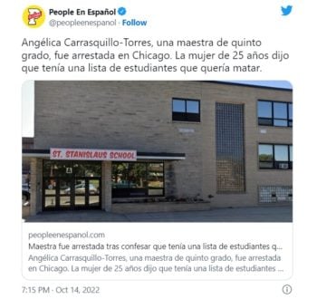Arrestan a maestra hispana lista de estudiantes matar