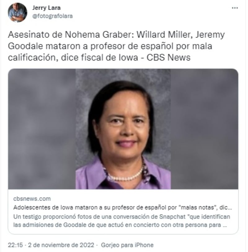 Adolescentes matan maestra español: La asesinaron con un bate de béisbol
